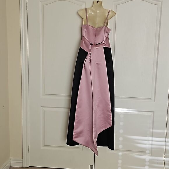 Jones New York Spaghetti Straps With Mega Bow Maxi Dress Pink & Black 4 - Picture 4 of 15